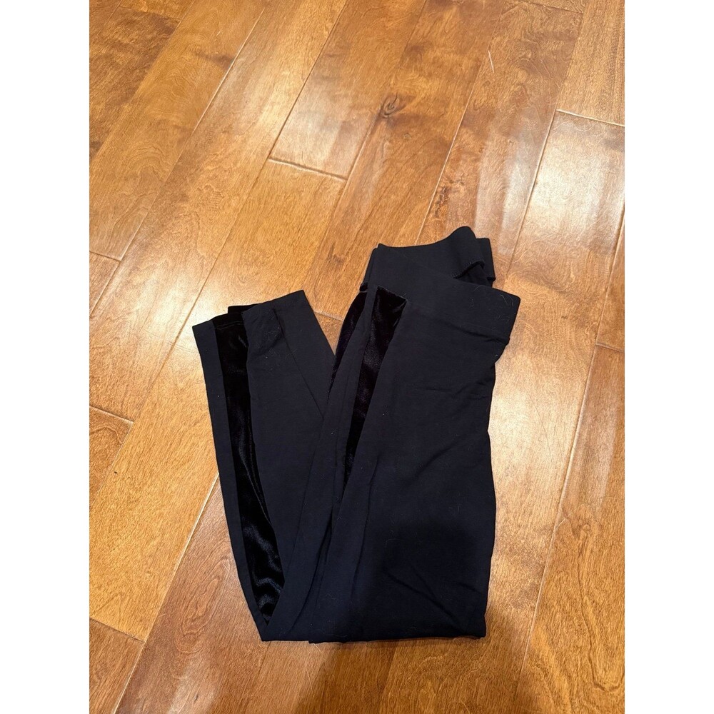 Torrid size 0 black leggings with velvet side stripes